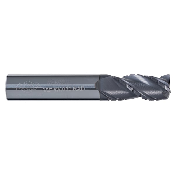 Cgs Tool The Beast Roughing End Mill 3Fl 1/8"Dia 1/2"Loc 1-1/2"Oal W/.015" Radius W/Altin - CR1301-ALTIN