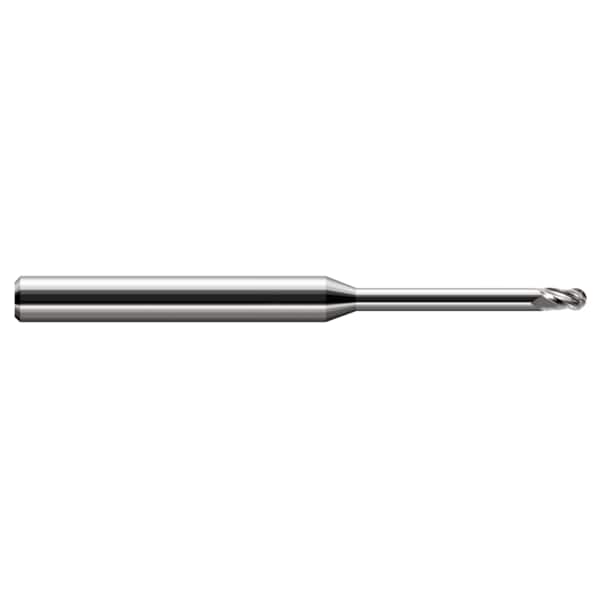 Harvey Tool Miniature End Mill - Ball - Long Reach, Stub Flute, 0.2500" (1/4), Overall Length: 4" - 966116