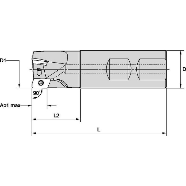 Widia Indexable Profiling End Mill, VSM11 Series, High Speed Steel, 11.44mm Depth of Cut - VSM11D032Z04B25XD11