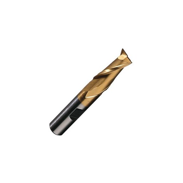 Champion Cutting Tool 13/16in - 600T TiN Coat High Speed End Mill - Single End, Center Cutting, 2 Flute - CHA 600T-13/16