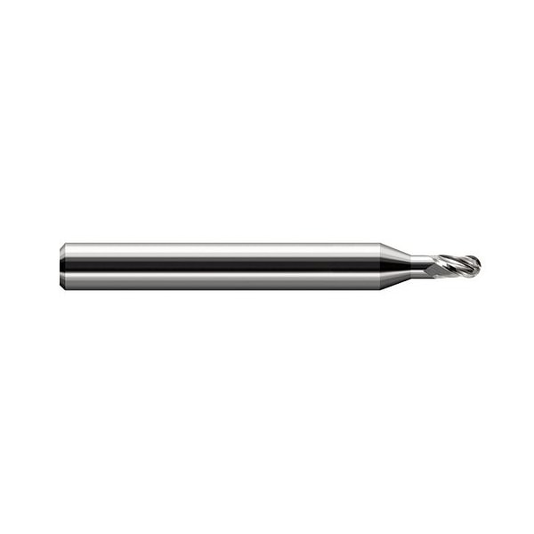 Harvey Tool 1/8 in. Cutter dia. x 0.1870 in. 3/16  x 3/8 in. Reach Carbide Ball End Mill, 4 Flutes - 751908