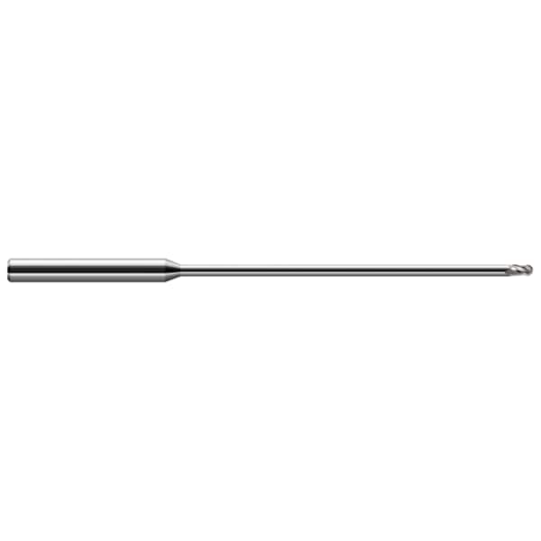 Harvey Tool Miniature End Mill - Ball - Long Reach, Stub Flute, 0.1250" (1/8), Overall Length: 6" - 922808