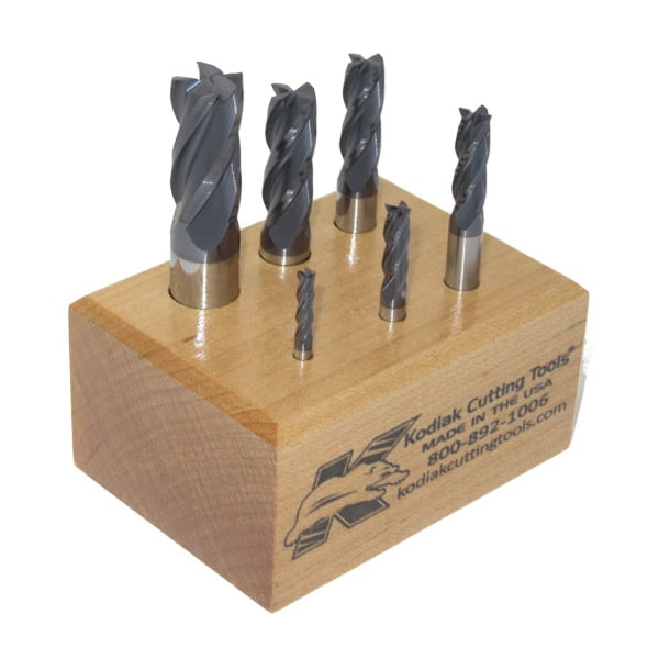 Kodiak Cutting Tools 5 Flute 45 Deg. Carbide End Mill Set, 6pc 1/8-1/2 - 56310031