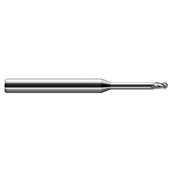 Harvey Tool Miniature End Mill - Ball - Long Reach, Stub Flute, 0.0210", Material - Machining: Carbide - 34221