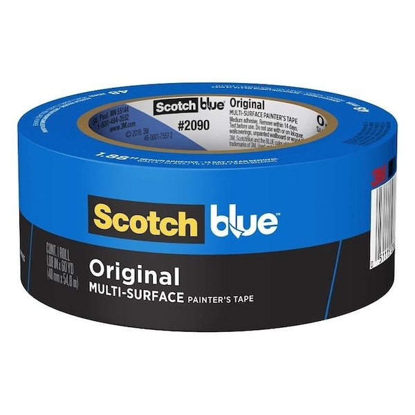 Cinta de pintor Scotch 209048A, 60 yd L, 188 in W, respaldo de papel crepé, azul - 2090-48AP