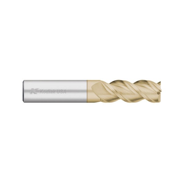 Kodiak Cutting Tools 1/4 3 Flute Carbide Endmill Single End 45 Deg. ZRN Coated for Aluminum - 5449796