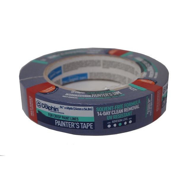 Cinta para pintor de fuerza media azul Linzer Blue Dolphin de 0.94 pulgadas de ancho por 60 yardas de largo - TP BDT 0100