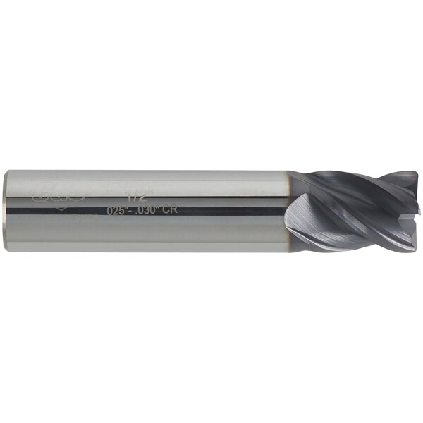 Cgs Tool Hi Velocity Stub Cr Series 4Fl 7/16" Dia 5/8" Loc 2-1/2 Oal W/.015-.020 Rad And Altin Coating - HV243-4375