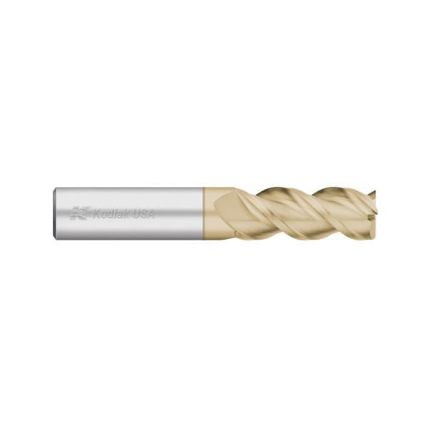 Kodiak Cutting Tools 1/8 3 Flute Carbide Endmill Single End 45 Deg. ZRN Coated for Aluminum - 5449792