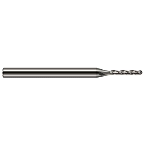 Harvey Tool Miniature End Mill - Ball - Long Flute, 0.0250", Number of Flutes: 3 - 12825