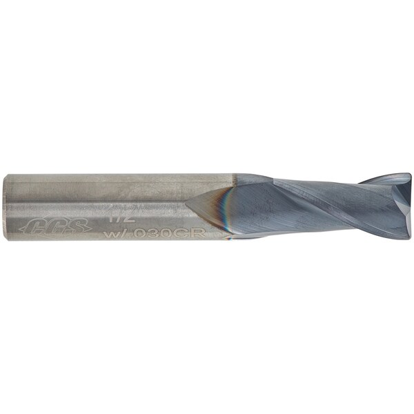 Cgs Tool 2Fl Std Cr End Mill 3/16" Dia 5/8" Loc 2" Oal W/.015 Cr & Altin - CR123-1875.015-ALTIN