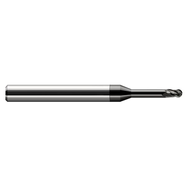 Harvey Tool Miniature End Mill - Ball - Long Reach, Stub Flute 0.0250" Cutter DIA x 0.0380" Length of Cut - 860631-C4