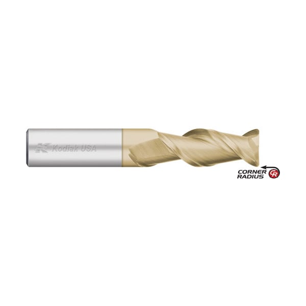 Kodiak Cutting Tools 1/8 2 Flute Carbide Endmill 45 Deg. ZRN Coated w/Corner Radius - 5450430