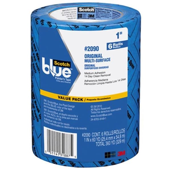 3M 2090-24EVP. 0.94 in. x 60 yd. Paquete de Valor Cinta para Pintores Scotch Blue - 6 Paquetes - 168863.