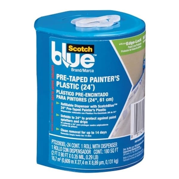 3m PTD2093EL-24 24 pulgadas x 90 pulgadas. Plástico para pintor pre-cubierto con dispensador - 1617430
