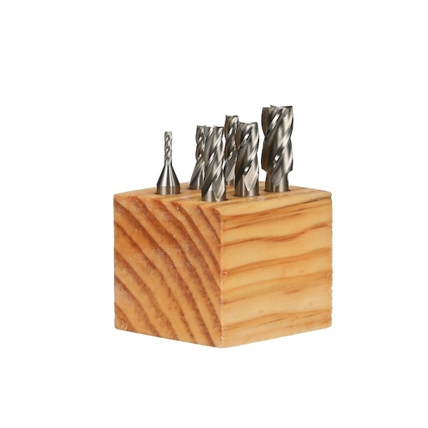 Hhip 6 Piece 4 Flute High Speed Steel End Mill Set With 3/8" Shank - 8000-0002