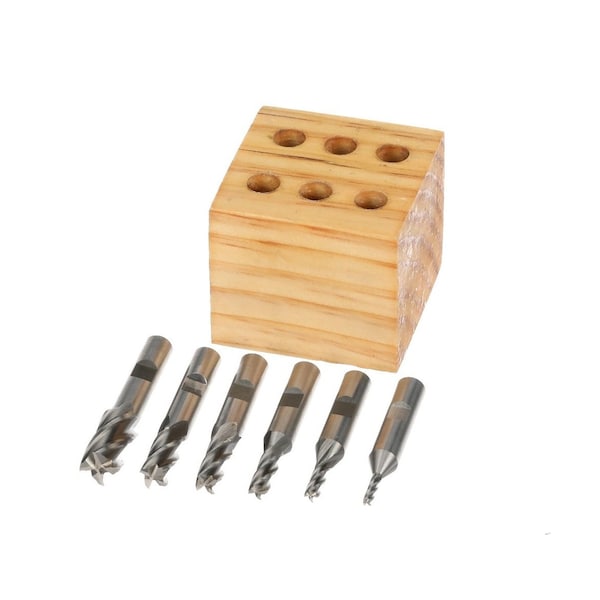 Hhip 6 Piece 4 Flute High Speed Steel End Mill Set With 3/8" Shank - 8000-0002