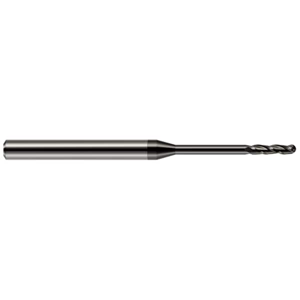 Harvey Tool Miniature End Mill - Ball - Long Reach, Long Flute, 0.0750", Length of Cut: 1/2" - 10275