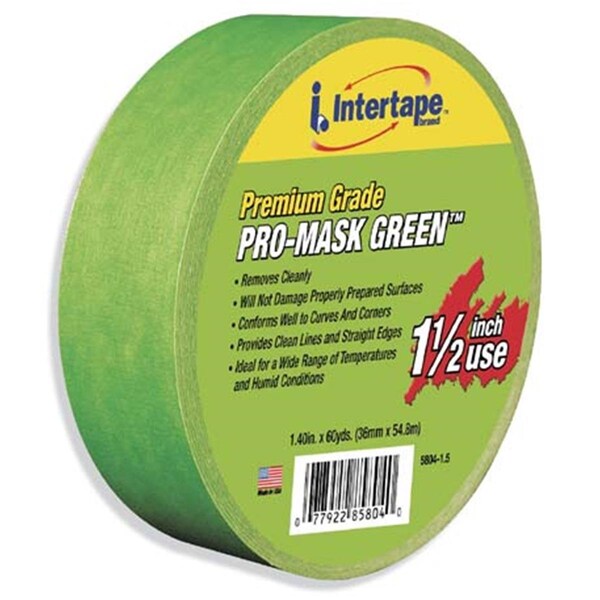 Todo en uno 1-.50 pulgadas Cinta adhesiva verde para pintores de grado premium Pro-Mask 5804-1.5 - WH3546952