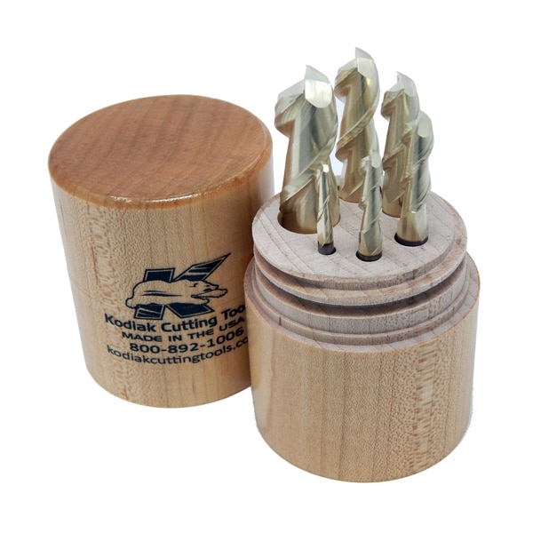 Kodiak Cutting Tools 2 Flute for Aluminum Carbide End Mill Set, 6pc 1/8-1/2 ZRN Coated - 56310034