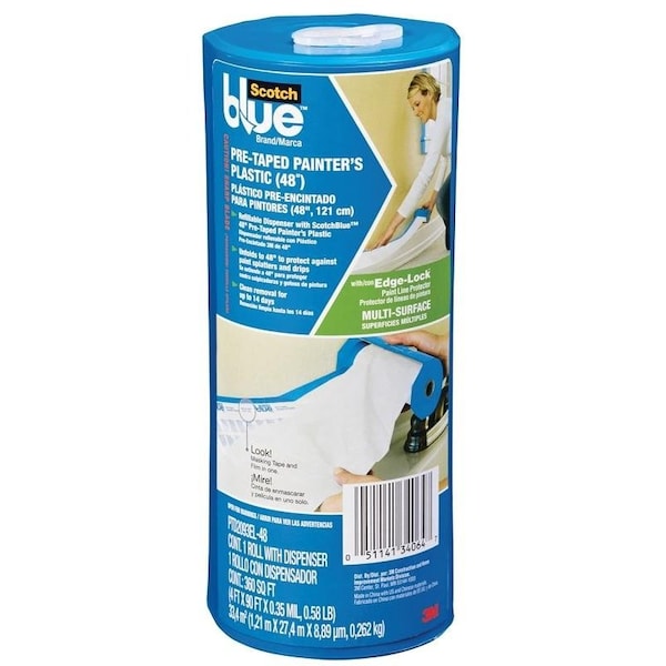 Cinta para pintor Scotch, 30 yardas L, 48 pulgadas W, respaldo de papel crepé, azul - PTD2093EL-48.