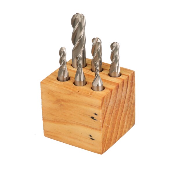 Hhip 1/8-1/2" 6 Piece 4-Flute M2 Ball Nose End Mill Set - 8001-0007
