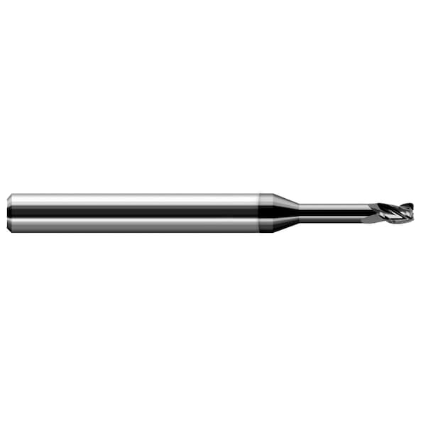 Harvey Tool Miniature End Mill-3 Flute-Corner Radius 0.0930" (3/32) Cutter DIAx0.0300" Radius x0.1390" L of Cut - 42193-C4