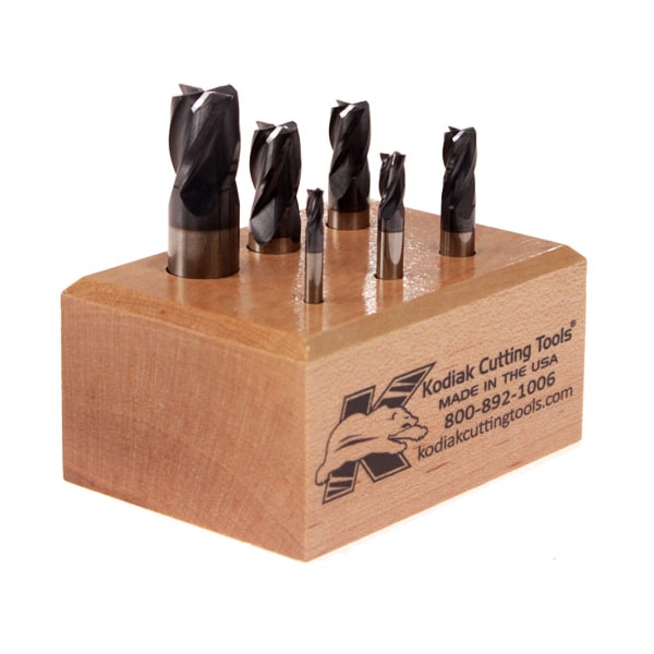 Kodiak Cutting Tools 4 Flute ALTiN Coated Carbide End Mill Set, 6pc 1/8-1/2 - 56310027