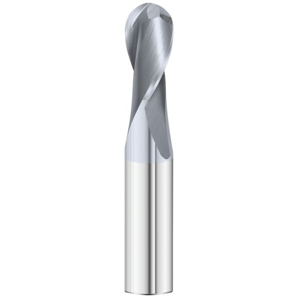 Fullerton Tool 2-Flute - 30° Helix - 3215 GP End Mills, TICN, RH Spiral, Ball, Standard, 7/64 - 30382