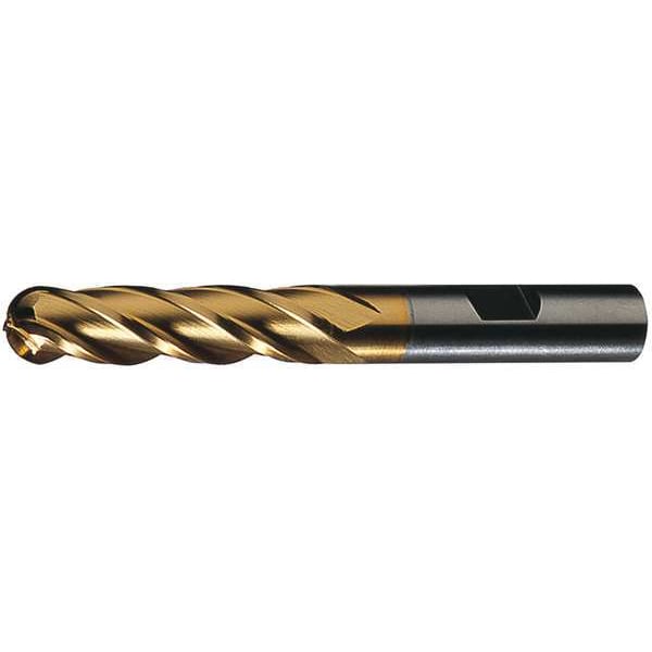 Cleveland 4-Flute HSS Ball Nose Single End MIll Cleveland HG-4B-TN TiN 1-1/2x1-1/4x4x6-1/2 - C33334