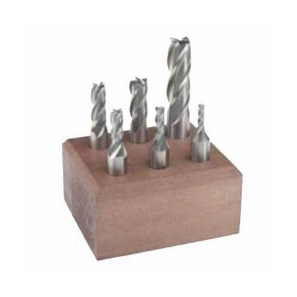 Morse End Mill Set, 6Piece Double End NonCenter Cutting Regular Length, Series 1895, 4 Flutes, Helix Fl - 45010