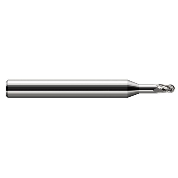 Harvey Tool Miniature End Mill - Ball - Long Reach, Stub Flute, 0.0620" (1/16) - 844462