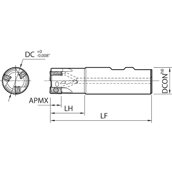 Kyocera End Mill, Kyocera MEW 1250W125104T, 1.2500" Dia - MEW1250W125104T
