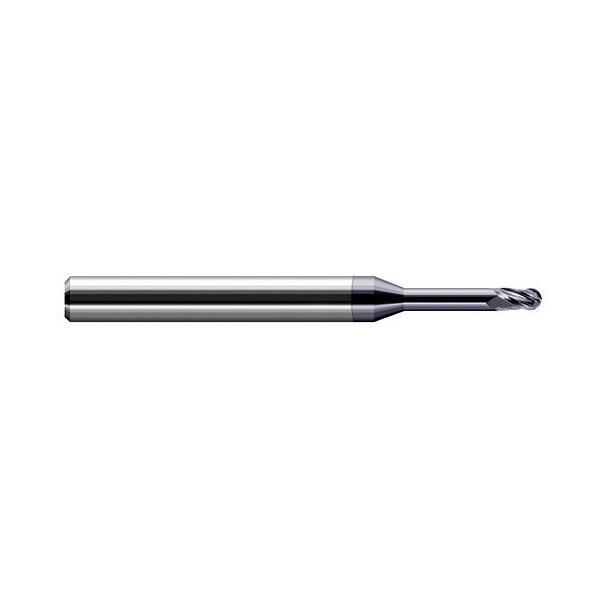 Harvey Tool 0.0620 in. 1/16 Cutter dia. x 3/32 x 3/8 in. Reach Carbide Ball End Mill, 4 Flutes, AlTiN Coated - 753062-C3