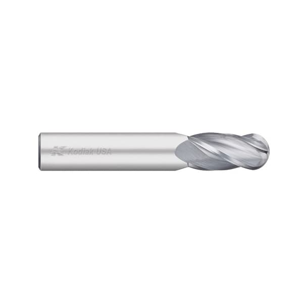 Kodiak Cutting Tools 7/32 Carbide Endmill 4 Flute Single End Ball Nose - 5432922