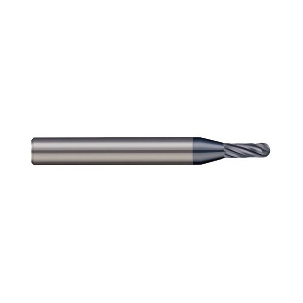Harvey Tool 1/8 in. Cutter dia. x 3/8 in.  Carbide Ball End Mill for Hard Milling, 6 Flutes, AlTiN Nano Coated - 763508-C6
