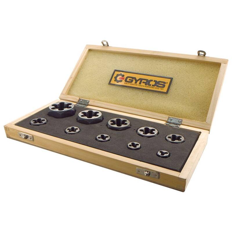 Juego de terrajas de hexagonal de acero al carbono para roscar a la izquierda Gyros 1/4 in. - 1 in. NF (10 piezas) - 93-16213