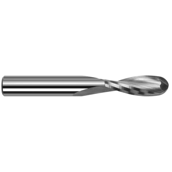 Harvey Tool End Mill for Plastics - Ball Upcut - 2 Flute, 0.3750" (3/8), Material - Machining: Carbide - 49624
