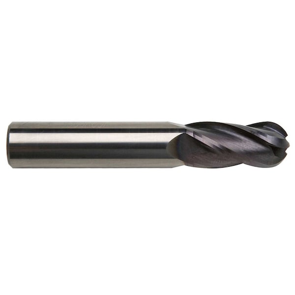 Gs Tooling 3mm Diameter 4-Flute Ball Nose Regular Length TiAlN Coated Carbide End Mill - 101639