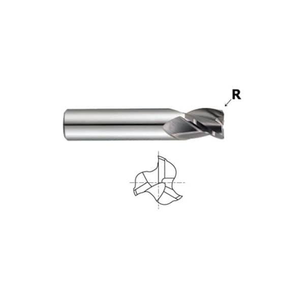 Yg-1 Tool End Mill, 3 Flute TiAlN Corner, 1/4x3/8x2 - 57573TF