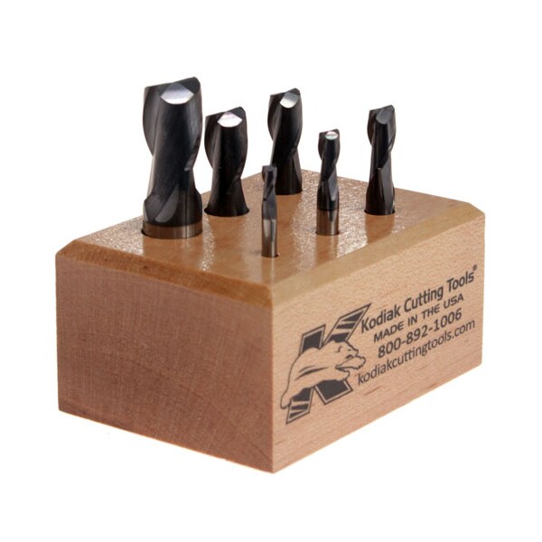 Kodiak Cutting Tools 2 Flute Stub ALTiN Coated Carbide End Mill Set, 6pc 1/8-1/2 - 56310026
