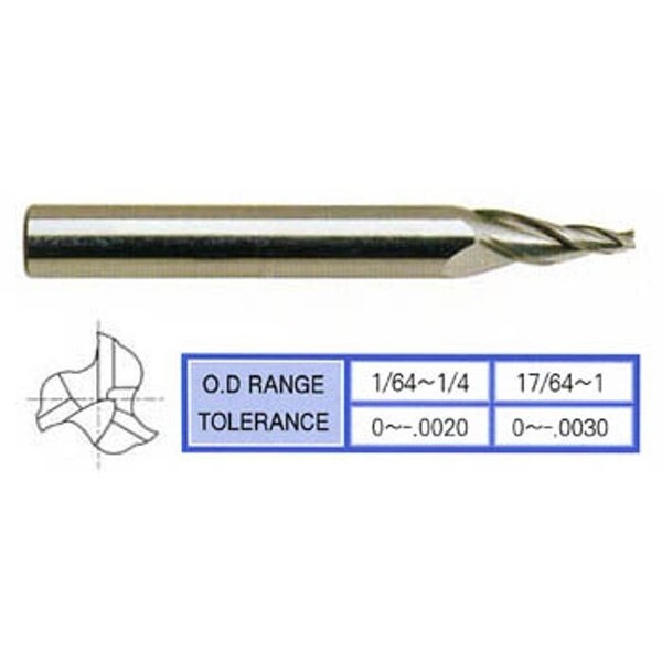 Yg-1 Tool 3 Flute Regular Length Tapered Tialn-Extreme Coated Carbide - 87556TE