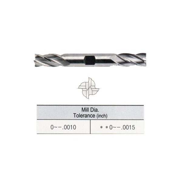 Yg-1 Tool Helix TiAlN Sq End Mill, 1/8x3/8x3-1/16 - E9986008TF