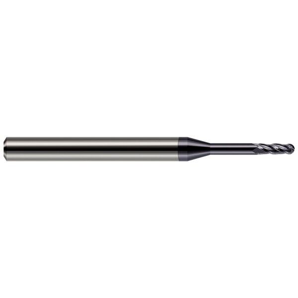Harvey Tool Miniature End Mill - 4 Flute - Ball 0.1250" (1/8) Cutter DIA x 0.3750" (3/8) Length of Cut - 805608-C3