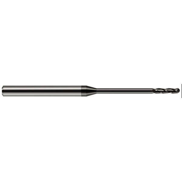 Harvey Tool Miniature End Mill - Ball - Long Reach, Long Flute, 0.0800", Shank Dia.: 1/8" - 10280