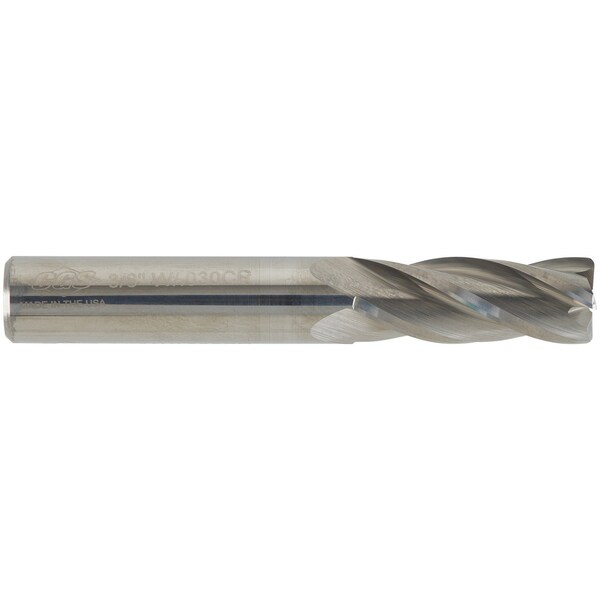 Cgs Tool 4Fl Std Cr End Mill 3/16" Dia 5/8" Loc 2" Oal W/.015 Cr - CR143-1875.015