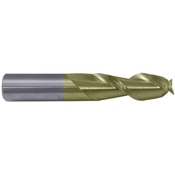 Cleveland 2-Flute Carbide Square Single-End High-Perf End Mill for Alum CTD CEM-AM2-ZN ZrN 1/4x1/4x3/4x2-1/2 - C84005