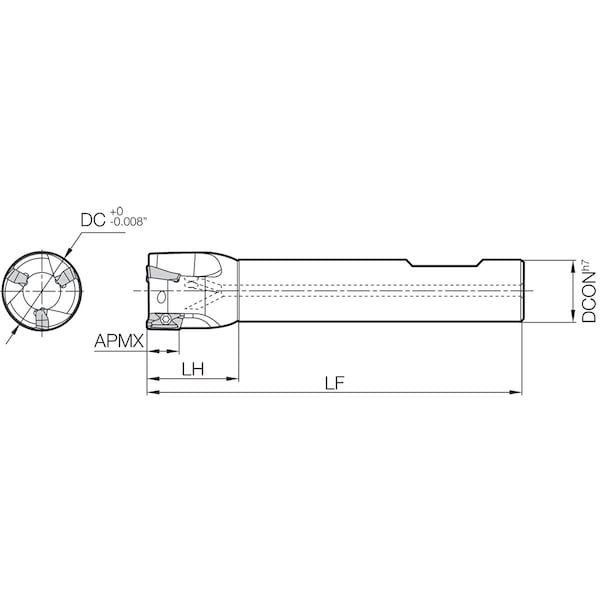 Kyocera End Mill, Kyocera MEC 1250S10017, 1.2500" Dia - MEC1250S10017