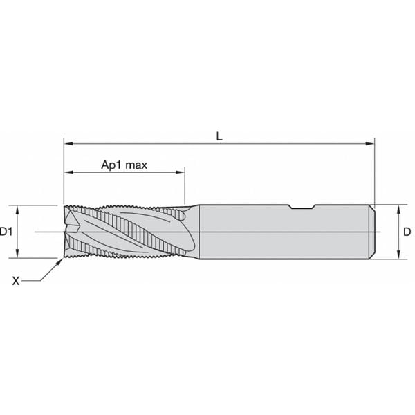 Widia End Mill, AlTiN, 0.7500 in Millng Dia, 4S0R - 4S0R19007NW
