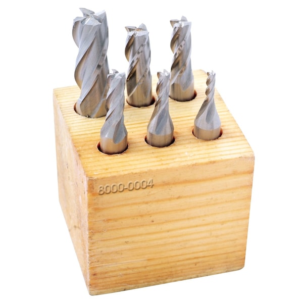 Hhip 6 Piece 3/8" M42 8% Cobalt 4 Flute End Mill Set - 8000-0004